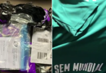 Palmeirense recebe camisa escrito Sem Mundial e protesta: ‘Espero que empresa veja quem fez isso’