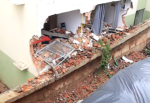 Após fortes chuvas, muro desaba e atinge apartamentos no Maranhão