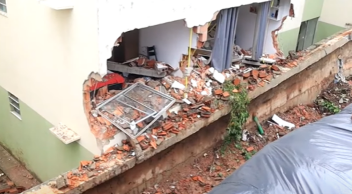 Após fortes chuvas, muro desaba e atinge apartamentos no Maranhão